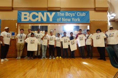 Members posing with their custom Keith Haring Pitt Street Clubhouse tee-shirt